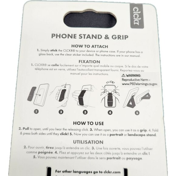 Clckr Grey Cell Phone Stand & Grip With Portrait & Landscape Viewing Universal - Picture 3 of 6
